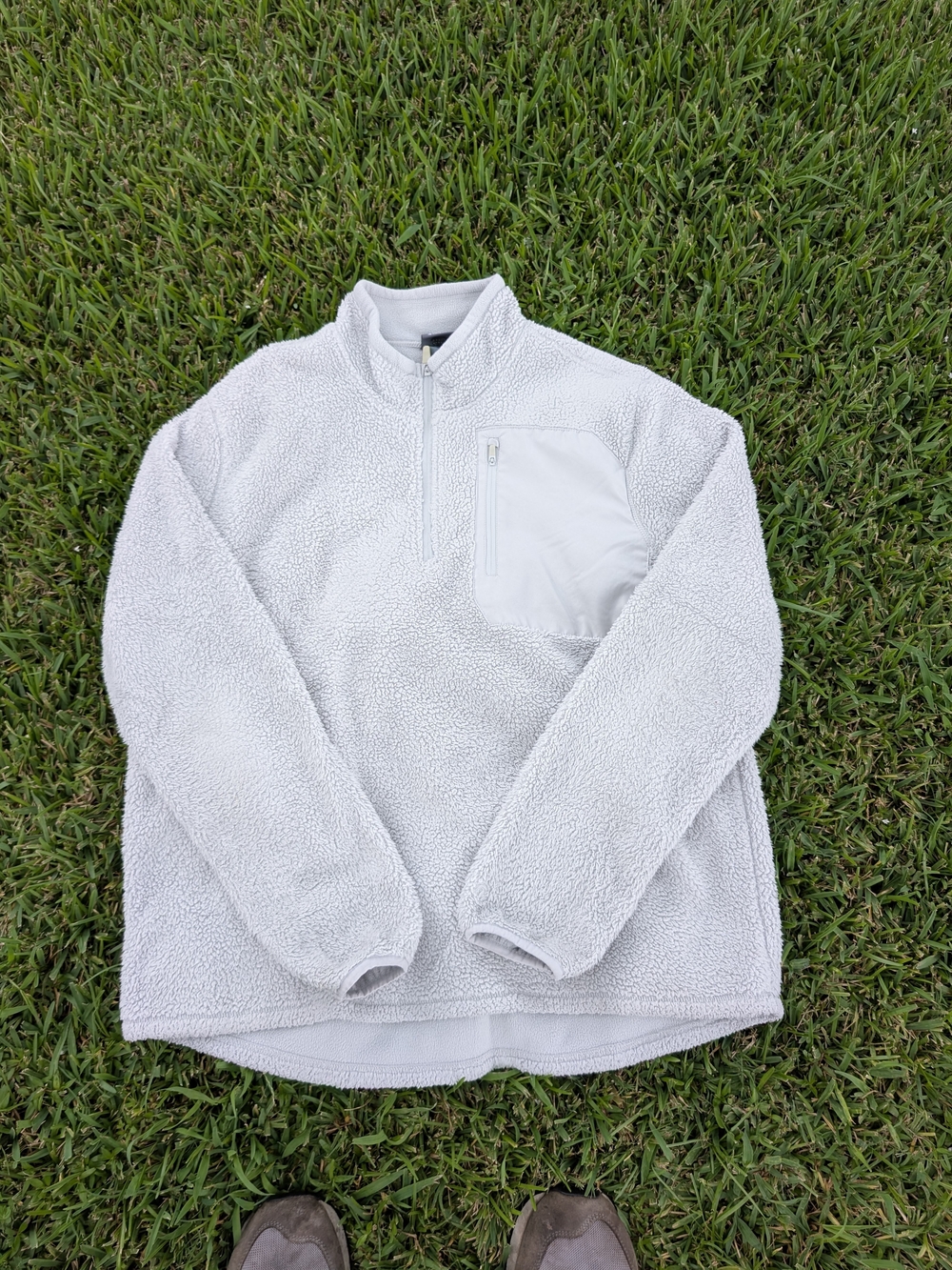 Champion 1/4 Zip Sherpa Fleece Pullover Size XL Light Gray